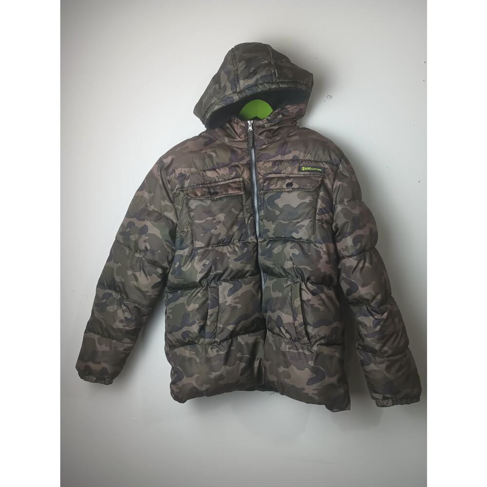 Boys Youth iXtreme Camo‎ puffer Jacket Fleece lined Hooded Pockets Full Zip XL